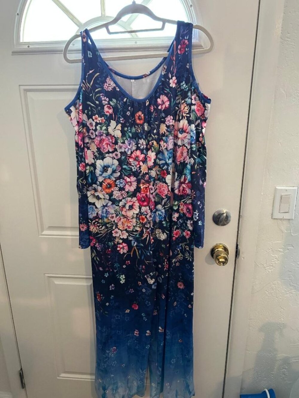 Floral Cold Shoulder Jumpsuit Size Large - Polyester NWT
